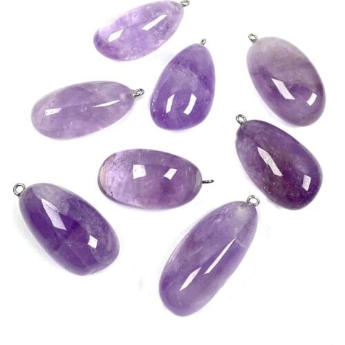 Natural Stone Irregular Amethysts Pendant Necklace Charms Pendant for Jewelry Making DIY Necklace Size 20x40mm-25x45mm