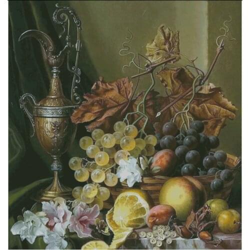 Still life Fruit Large Format Cross Stitch Kits Needlework 14CT Unprinted Embroidery Top Quality Counted DIY Handmade Decoration