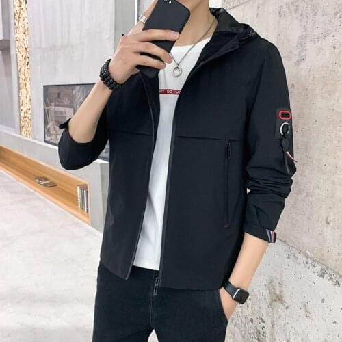 2020Spring and Autumn New Mens Clothing Washed Jacket Tooling Hooded Jacket Casual Running Comprehensive Training Mens Top