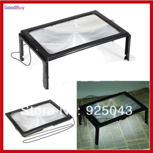 New Large 3X 4 LED Light Giant Hands Free Desk Reading Magnifying Glass Magnifier Stand for Reading Sewing Knitting