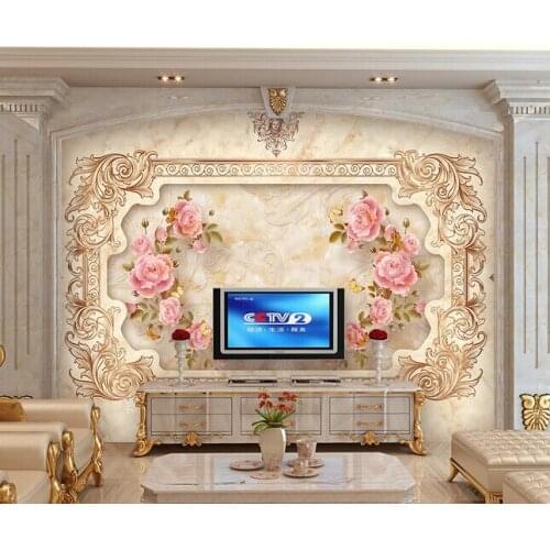 Custom papel DE parede 3 d,pink rose stone murals for the living room bedroom TV background wall waterproof wallpaper