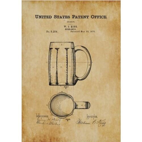 Beer Keg patent print poster /invented by W. E. Delehanty print Art retro Vintage kraft paper Poster Home living room decor