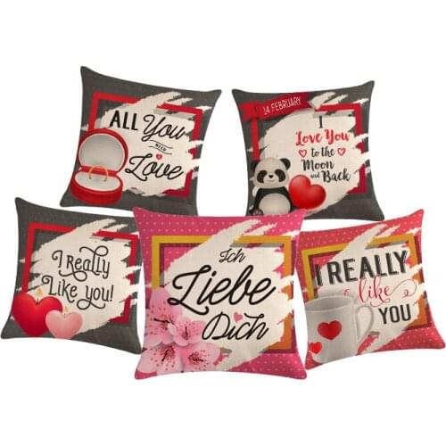 Valentine Day Present Cushion Cover Cartoon Letter Printing Home Decor Throw Pillowcase Pillow Covers Bedroom Decoration ZY800