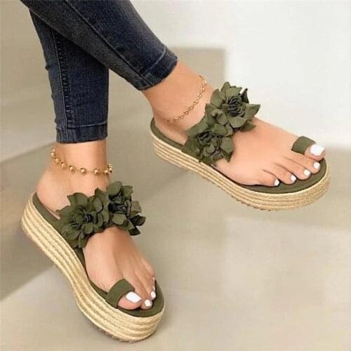 Women Summer Sandals Ladies Open Toe Slip on Flower Platform Thong Shoes Woman Fashion Comfort Casual Female Sandalias