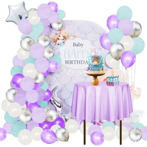 135 Pcs Mermaid Star Metal Balloon Wedding Party Birthday Atmosphere Wall Decoration Supplies Creative Macaron Latex Balloon Set