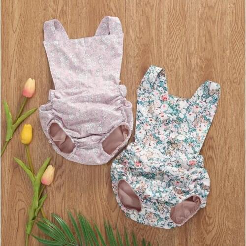 Cute Newborn Infant Baby Girl Floral Bodysuit Sleeveless Romper Backless Jumpsuit Outfit Summer Clothes