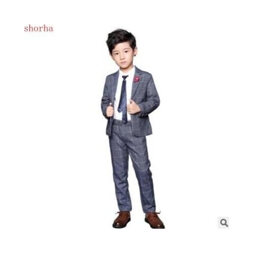 New 3 Color Formal Boys suit Tuxedos Kids Spring winter Solid boys Wedding Suit Brand Fashion Kids jackets and pants sets 5-13y