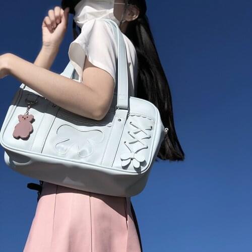 Harajuku Style Super Cute Bowknot Student JK Uniform Shoulder Bag Anime Cosplay Soft Girl Kawaii Messenger Bag Fashion Handbags