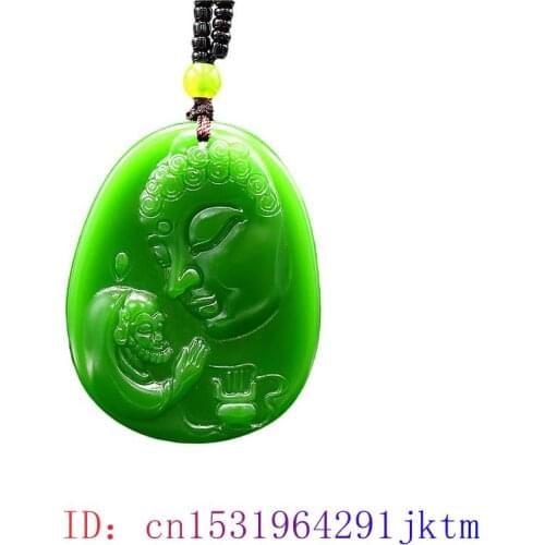 Green Jade Buddha Pendant Women Men Gemstone Natural Amulet Carved Chinese Gifts Charm Jewelry Fashion Jadeite Necklace