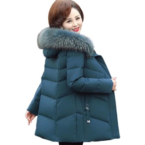 Winter Jacket Women Hooded Fur Collar Parkas Warm Thick Women Jacket and Coats Plus Size Parkas Midaged Outwear mothers Clothe