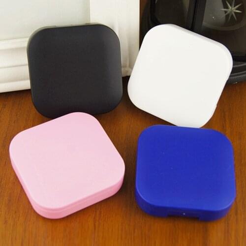 1PC Square Smooth Contact Lens Case Travel Glasses Lenses Box For Unisex Eyes Care Kit Holder Container Support Gift Solid Color