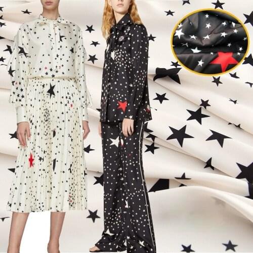 145cm*100cm designer fabric Digital printing spring European five-pointed star shirt womens sewing apparel fabric