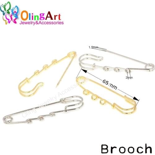 2019 new Brooch Pins With 3 Holes 6PCs DIY Fit Charms & Chain 6.5cm gold Silver Plated jewelry making Findings Accessories hot