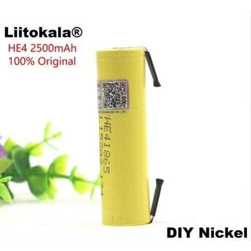 6PCS liitokala100% new original HE4 18650 rechargeable lithium-ion battery 3.6V 2500 mAh battery 20A 35A discharge + DIY nickel