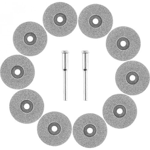 10pcs/set 25mm Diamond Cutting Disc Circular Saw Blade with 2pcs 3mm Fixed Rod for Glass Marble Metal Wood Cutting Tools