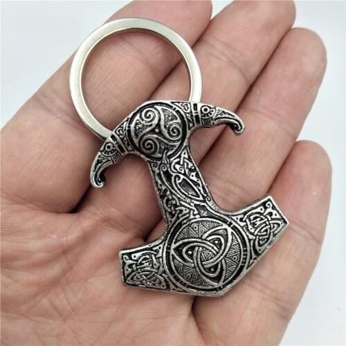 Viking Amulet Hammer Scandinavian Keychain Charm Thor hammer Mjolnir Norse Jewelry viking Keychain Men Giftbag