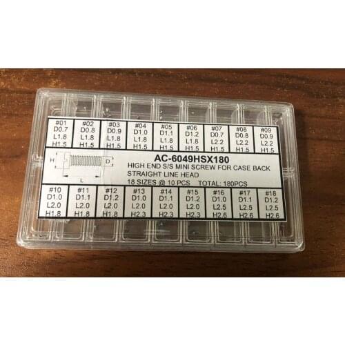 Assortment of 180 PCs Stainless Steel Case Back Screw Assortment With Flat Heads