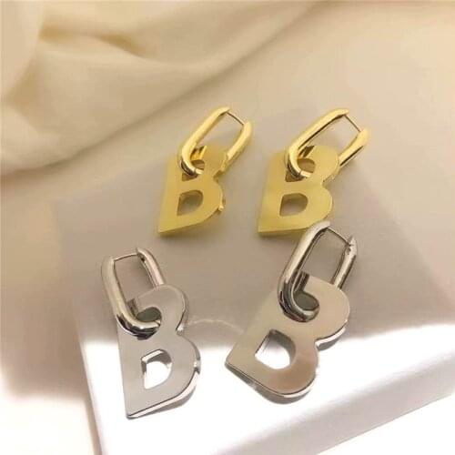 Big Letter Earrings Women New Fashion Jewelry Statement Personality Heavy Metallic Earings Wholesale