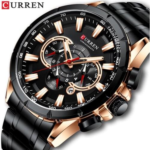 New CURREN Mens Big Sport Watch For Men Fashion Casual Quartz Wristwatch Date Chronograph Male Clock Waterproof Relojes Hombre