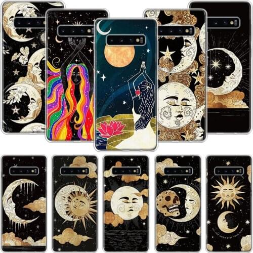 Funny Sun Moon Face Phone Case For Samsung Galaxy S10 S20 S21 S9 S8 S7 Note 10 20 9 8 FE J4 J6 Ultra Plus Lite Pro + Edge Cover