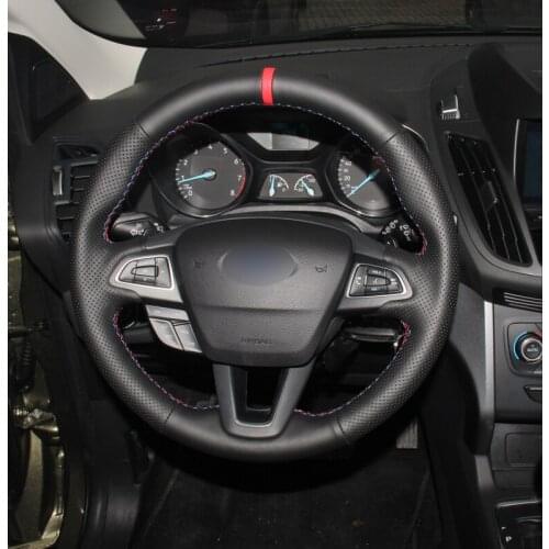 Hand Sewing Steering Wheel Cover For Ford Focus 3 2015 2016 2017 2018 Kuga 2016 2017 2018 Escape 2016 2017 2018 car accessories