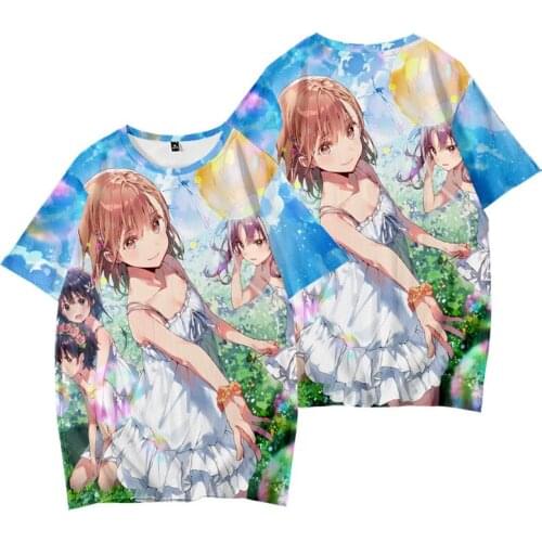 Anime Cos Toaru Kagaku no Railgun Misaka Mikoto T-Shirt Tee Street Student T-Shirt Tee T Shirt Top