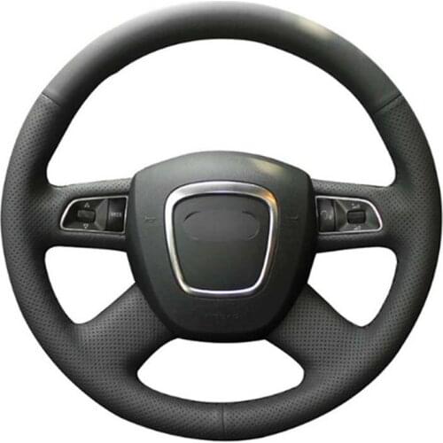 Ipoboo DIY Sewing-on PU Leather Steering Wheel Cover Exact Fit For Audi Q5 2008-2012 Q7 2005-2011 A4 B7 B8 A6 C6 2004-2011