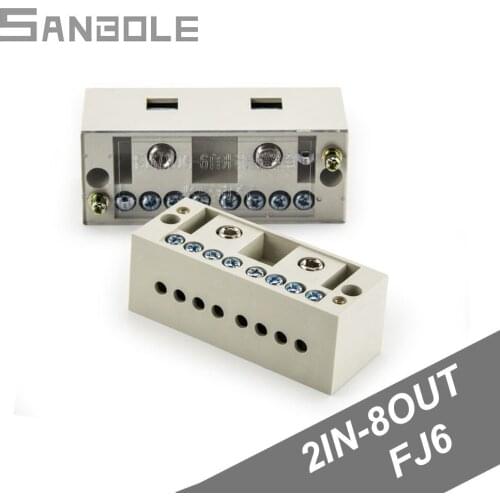 Terminal Block Lift Type Single-phase Two In Eight Out Wire Connection Box FJ6 Terminal Row 220V Household Zero Live Part Line