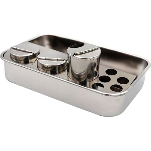 1set Stainless Steel Dental Dressing Plate Instruments Storage Box With 3 Bottles Dental Tray For Dentist Lab Free Shipping