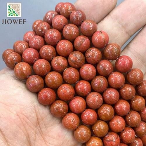 4/6/8/10/12mm Natural Orange Malachite Jaspers Round Loose Spacer Beads DIY Necklace Bracelet for Jewelry Making 15'' Inch
