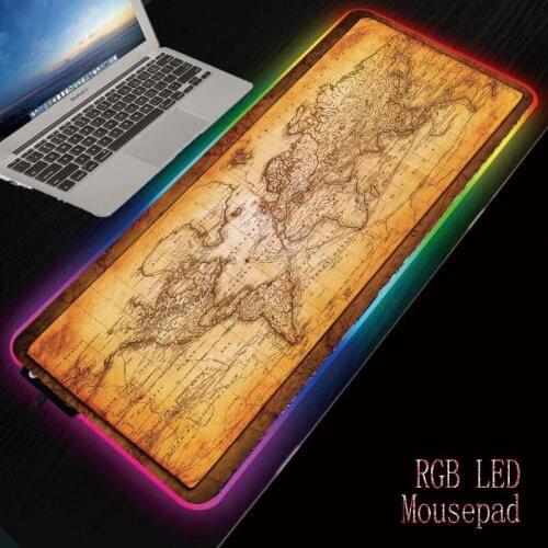 Mairuige World Map Gaming RGB Large Mouse Pad Big Mouse Mat Computer Mousepad Led Backlight Surface Mause Pad Keyboard Desk Mat