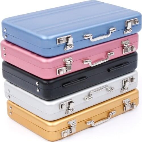 Fashion New Aluminum Credit Card Holder Storage Box Mini Suitcase Bank Card Box Holder Metal Jewelry Case Organizer