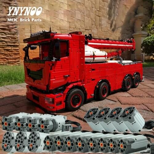 NEW RC Power Function High-Tech MOC 29848 Bat Truck off-road Building Block Bricks Model 8X8 Trailer Rescue Crane Tow Truck