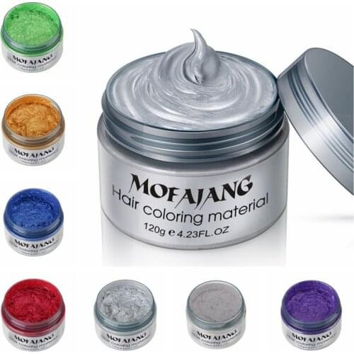 Mofajang 7 colors Disposable hair Color Wax Dye one-time molding paste Sliver Grandma Green Hair Dye Wax Mud Cream 120g