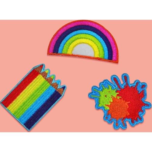 Rainbow Pencil Iron On Patches For Clothing Lgbt Flag Gay Pride Embroidered Patch Sticker On Clothes DIY Appliques Decor