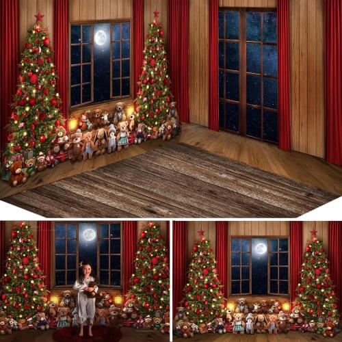 Christmas Toy Curtain Kids Backdrop Chil Portrait Photography Big Moon Window Decor Photocall Festival Decor Adult Photostudio