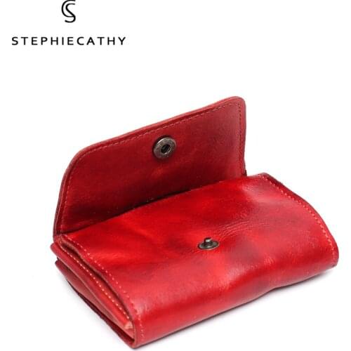 SC Vintage Genuine Leather Wallet For Men Women Brand Handmade Short Small Flap Pocket Female’s Wallets Coin Purse Card Holders