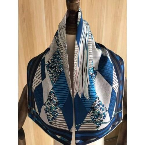 2021 new arrival winter spring classic design 100% real silk scarf twill hand made roll 90*90 cm shawl wrap for women lady