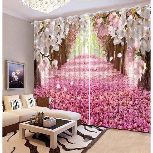 Modern Beautiful 3D Curtains Cherry blossoms romantic Bedroom Curtains For Window Home Decor
