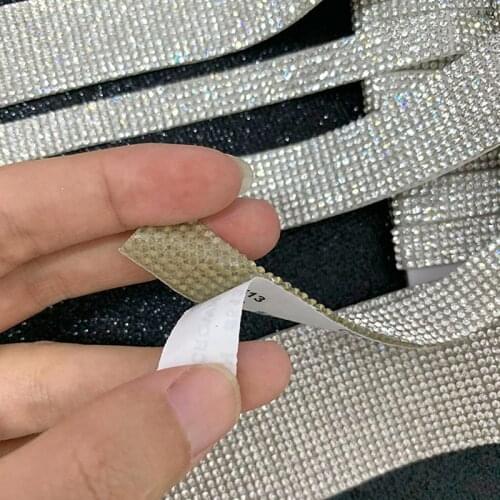 Super shiny flat back White strass Apparel Chain with adhesive hotfix rhinestones tape DIY decorative dance dress wedding