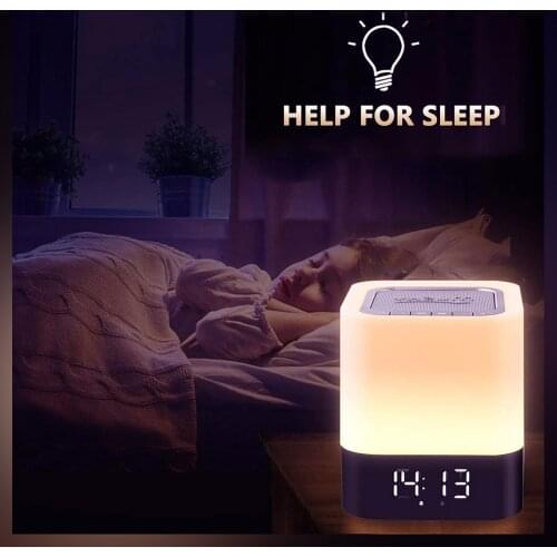 Led Bluetooth Speaker Night Light Wireless Lamp Dimmable Warm Smart Music Speaker Portable Mini Pluggable Card Clock Lamp