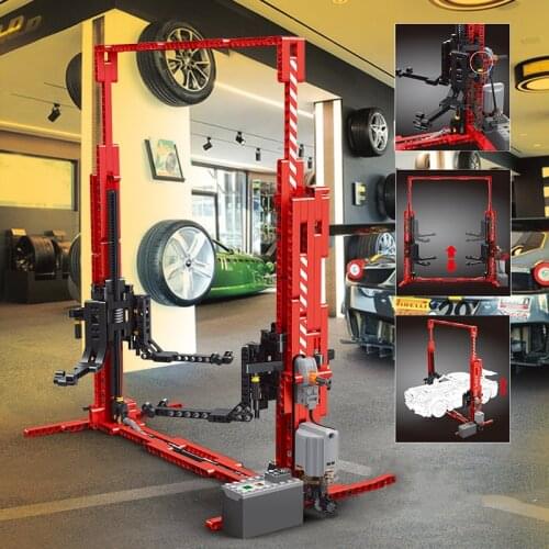 Car Lift Model 1:8 Scale High-Tech MOC 3054 APP Control RC Maintenance Parking Technology Building Blocks Bricks Toys Gift 13053