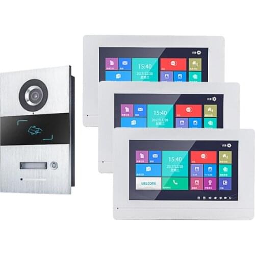 2020 New Arrival Home Security Audio Intercom Video Door Phone,Digital TCP/IP 7 Inch Video Doorbell for Villa 3monitor+1camera