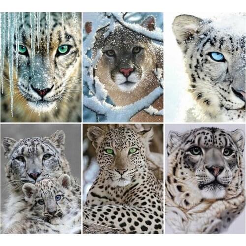 YI Bright Diamond Painting Leopard Full Square Round Picture Of Rhinestone Animal Diamond Embroidery Cross Stitch Mosaic Decor