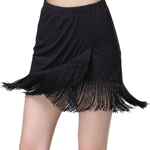 Black Dance Skirt New Latin Dance Practice Costume Ballroom Dance Tassel Skirt Spring and Summer Female Adult Women Latin Skirt