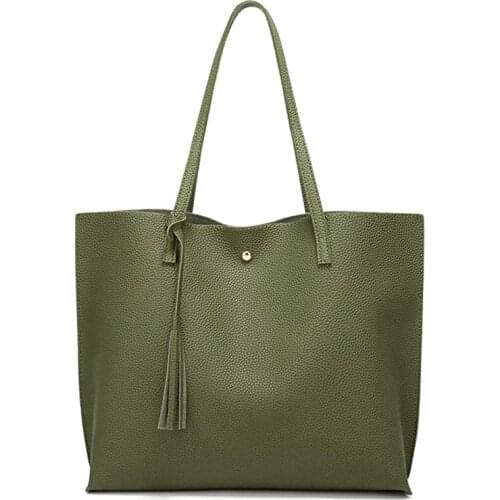 HOUSE OF CB Womens Soft Faux Leather Tote Shoulder Bag from Dreubea, Big Capacity Tassel Handbag