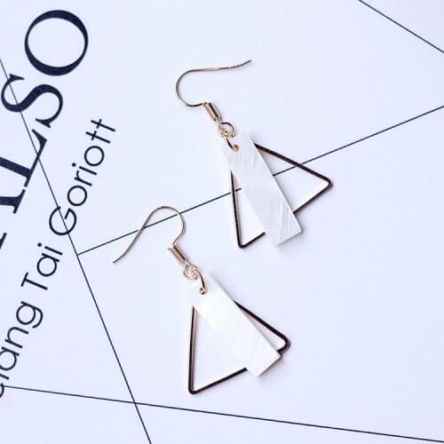 Wholesale Sales 2017 New Jewelry Natural Shell Earrings Triangle Square Rectangular Simple Design Lady Earrings Pendientes
