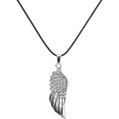 1PC Men Choker Necklaces Stainless Steel Vintage Gothic Feather Angel Wing Pendants Necklace