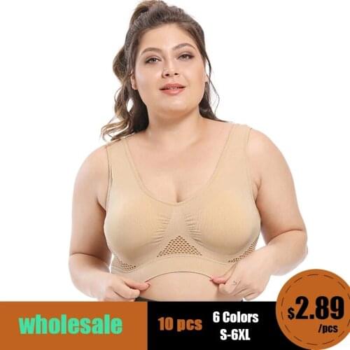 10 pcs/lot Plus Size Bra Seamless Bra With Pads Big Size 5XL 6XL Push Up Bras For Women Vest Wireless Active Brassiere Bra