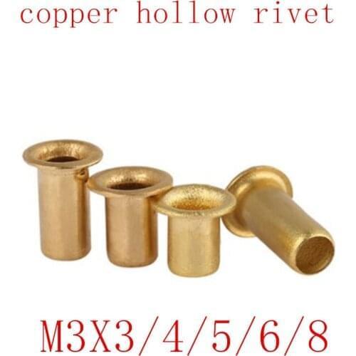 100pcs/lot M3*3/4/5/6/8 Tubular Rivets Double-sided Circuit Board PCB Nails Copper Hollow Rivet